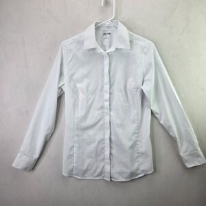 Edwards White Uniform Shirt Womens Small Long Sleeve Button Front